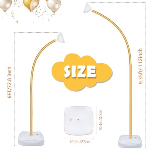 Balloon Arch Kit 9.35FT & 6FT, Free Bending Half Balloon Arch Stand with Base, Floor Gold Balloon Arch Frame, alternate view