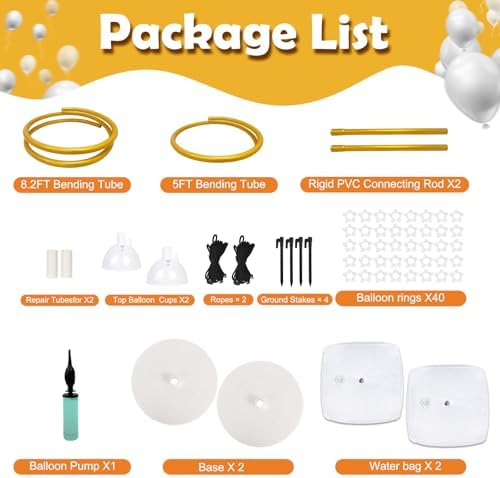 Balloon Arch Kit 9.35FT & 6FT, Free Bending Half Balloon Arch Stand with Base, Floor Gold Balloon Arch Frame, alternate view