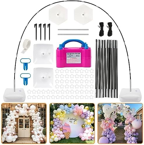 Balloon Arch Kit and Balloon Pump, 10Ft Wide Adjustable Balloon Arch Stand for Floor Frame with Electric Pump