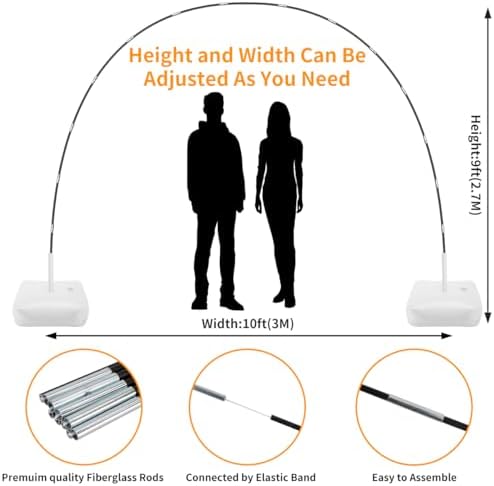 Balloon Arch Kit and Balloon Pump, 10Ft Wide Adjustable Balloon Arch Stand for Floor Frame with Electric Pump, alternate view