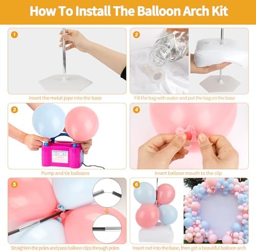 Balloon Arch Kit and Balloon Pump, 10Ft Wide Adjustable Balloon Arch Stand for Floor Frame with Electric Pump, alternate view