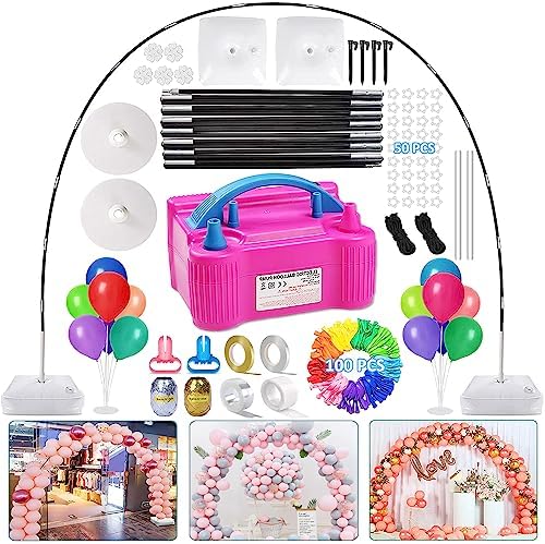 Balloon Arch Kit and Balloon Pump Electric, 10ft Wide Adjustable Balloon Arch Stand With 100Balloons 2Balloon
