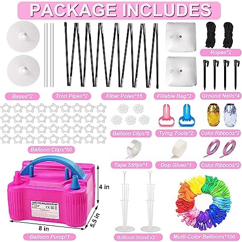 Balloon Arch Kit and Balloon Pump Electric, 10ft Wide Adjustable Balloon Arch Stand With 100Balloons 2Balloon, alternate view