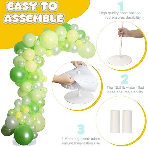 Balloon Arch Kit Balloon Arch Stand with Base, 9.35Ft & 6Ft High Free Bending Half Arch Balloon Stand for, alternate view 5