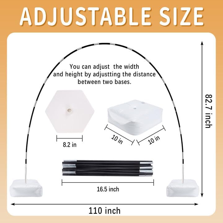 Balloon Arch Kit Stand 10 ft Wide 9 ft Tall Adjustable with Base, alternate view 3