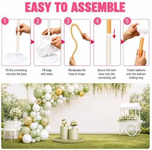 Balloon Arch Kit with Base, Gold Half Arch Stand, 8.2 ft in long in Gold, alternate view 5
