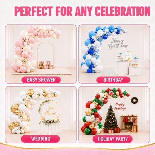 Balloon Arch Kit with Base, Gold Half Arch Stand, 8.2 ft in long in Gold, alternate view 6