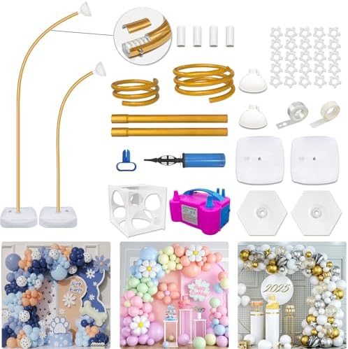 Balloon Arch Kit with Pump 8.2FT/5FT Gold Half Arch Balloon Stand for Party