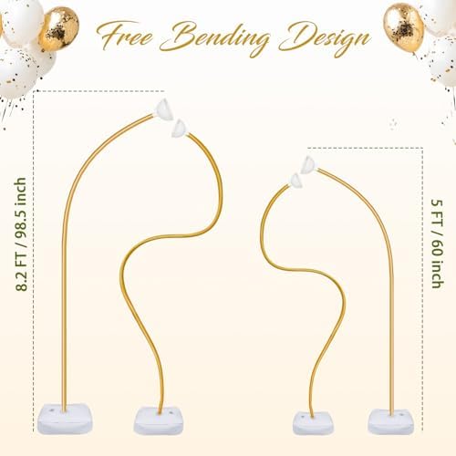 Balloon Arch Kit with Pump 8.2FT/5FT Gold Half Arch Balloon Stand for Party, alternate view 2