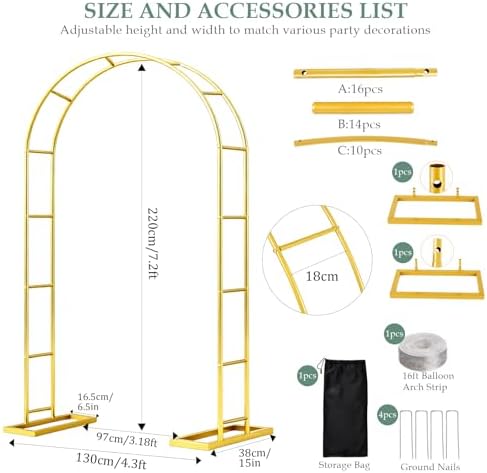 Balloon Arch Stand 7.2FTx4.3FT Trellis for Climbing Plants Outdoor, alternate view 4