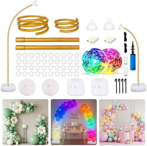 Balloon Arch Stand, Bendable Balloon Arch Kit with Light Strings