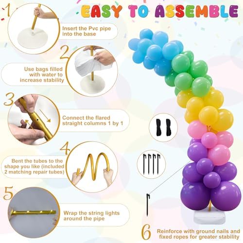 Balloon Arch Stand, Bendable Balloon Arch Kit with Light Strings, alternate view 6