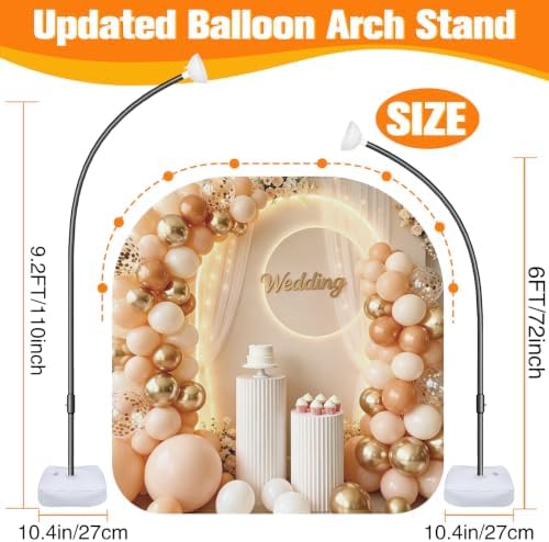Balloon Arch Stand for Party Decoration 9.2FT & 6FT - Black in Updated-black, alternate view 3
