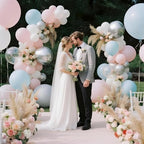 Balloon Arch Stand Kit 9ft &5.6ft, Heavy Duty Base With Water Filling Bag, White Bendable Half Arch Balloon Arch, alternate