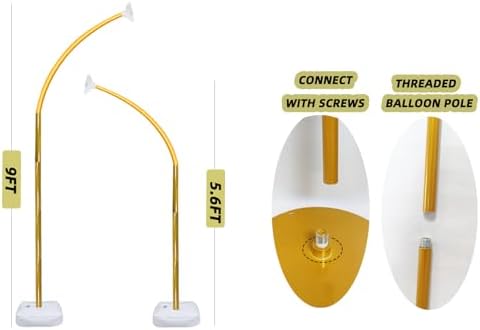 Balloon Arch Stand Kit 9ft &5.6ft, Heavy Duty Base With Water Filling Bag Bendable Half Arch Balloon Arch for, alternate view