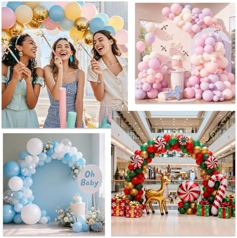 Balloon Arch Stand Kit 9ft &5.6ft, Heavy Duty Base With Water Filling Bag Bendable Half Arch Balloon Arch for, alternate view