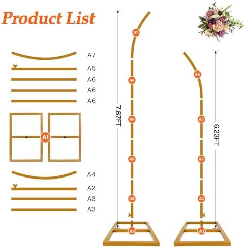 Balloon Arch Stand Kit, Balloon Arch Stand Set of 2 with Metal 8FT & 6.2FT, alternate view 4