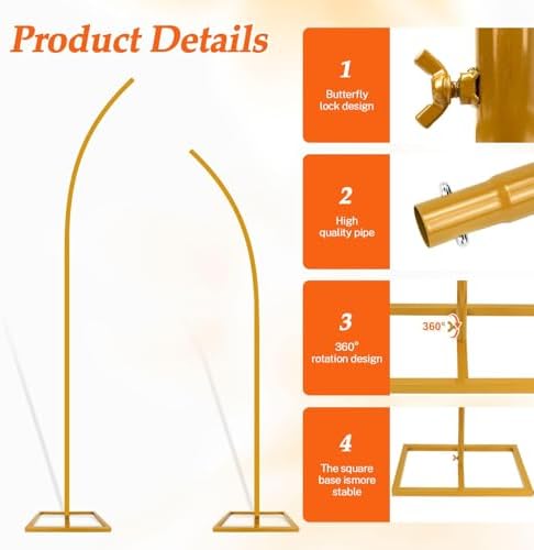 Balloon Arch Stand Kit, Balloon Arch Stand Set of 2 with Metal 8FT & 6.2FT, alternate view 5