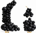 Balloon Arch Stand Kit Set with 145PCS Different Sizes Black Balloons - Metal Wedding Backdrop Frame with 8