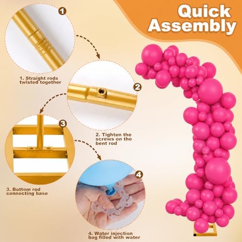 Balloon Arch Stand Kit Set with 145PCS Different Sizes Pink Balloons - Metal Wedding Backdrop Frame with 8 Water, alternate