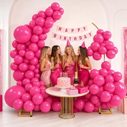 Balloon Arch Stand Kit Set with 145PCS Different Sizes Pink Balloons - Metal Wedding Backdrop Frame with 8 Water, alternate