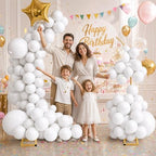 Balloon Arch Stand Kit Set with 145PCS Different Sizes White Balloons - Metal Backdrop Frame with 8 Water Bags, alternate