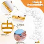 Balloon Arch Stand Kit Set with 145PCS Different Sizes White Balloons - Metal Backdrop Frame with 8 Water Bags, alternate