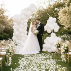 Balloon Arch Stand Kit Set with 145PCS Different Sizes White Balloons - Metal Backdrop Frame with 8 Water Bags, alternate