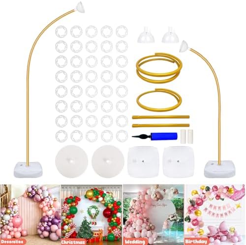 Balloon Arch Stand with Base - 8.2ft & 5ft Balloon Arch Kit with Bendable Tubes, Half Arch Stand, Balloon Column