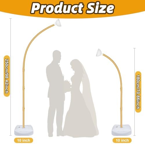 Balloon Arch Stand with Base 8.2FT & 6FT Gold Half Arch Balloon Stand, alternate view 3