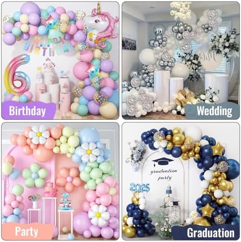 Balloon Arch Stand with Base 8.2FT & 6FT Gold Half Arch Balloon Stand, alternate view 6