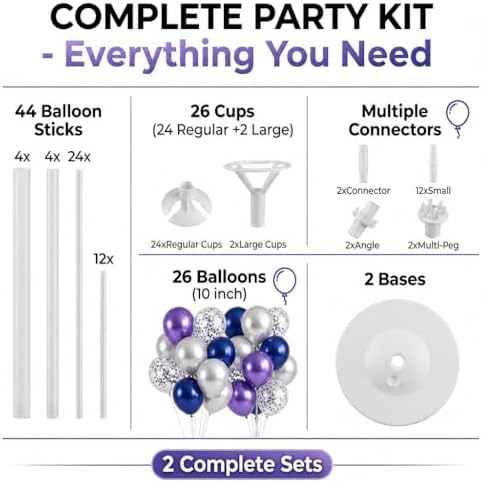 Balloon Column Kit for Floor or Table for Party Wedding in 2 Count (Pack of 1) in Midnight Purple Blue, alternate view 2