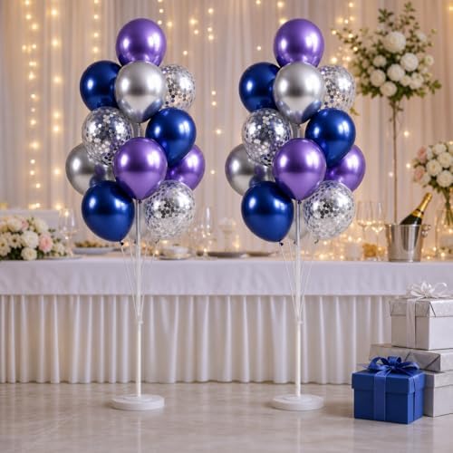 Balloon Column Kit for Floor or Table for Party Wedding in 2 Count (Pack of 1) in Midnight Purple Blue, alternate view 7