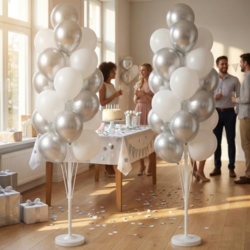 Balloon Column Kit Set of 2 With Balloons Included - with Base, and Pole, Balloon Tower Backdrop Decoration for, alternate