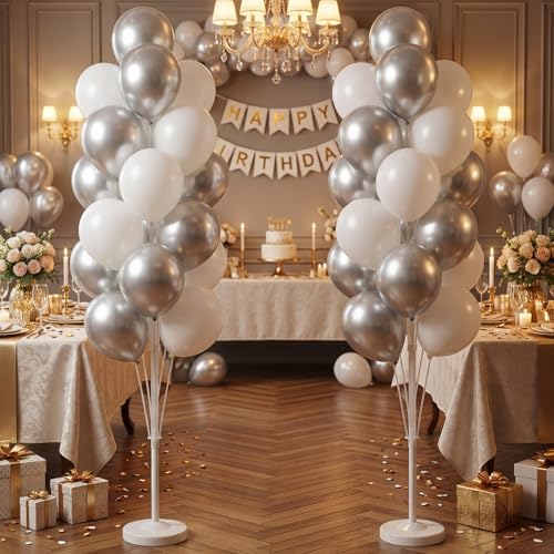 Balloon Column Kit Set of 2 With Balloons Included - with Base, and Pole, Balloon Tower Backdrop Decoration for, alternate