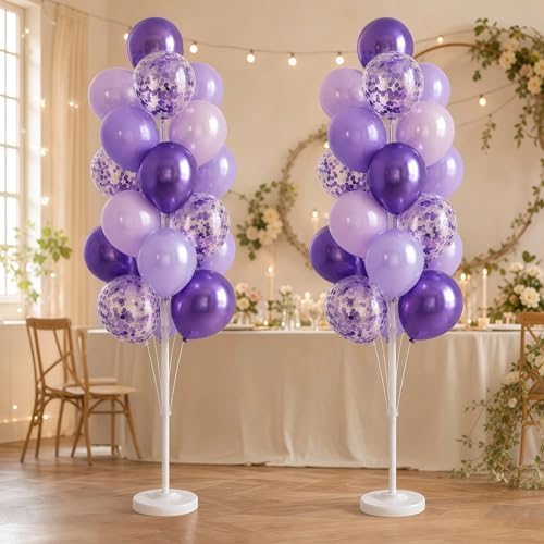 Balloon Column Kit Set of 2 With Balloons Included - with Base, and Pole, Balloon Tower Backdrop Decoration for, alternate
