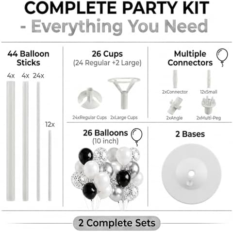 Balloon Column Stand Kit,2 Sets of Assorted Rainbow Balloon Tower Pillar with 10inch Bright Color baloon, alternate view 2