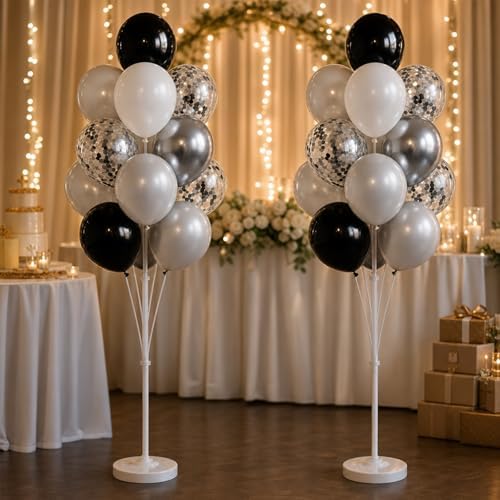 Balloon Column Stand Kit,2 Sets of Assorted Rainbow Balloon Tower Pillar with 10inch Bright Color baloon, alternate view 7