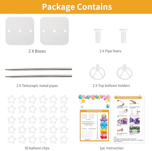 Balloon Column Stand Kit, Set of 2, 6.6ft Height Adjustable Column Kit, Metal Telescopic Pillar Balloon Stand, alternate view