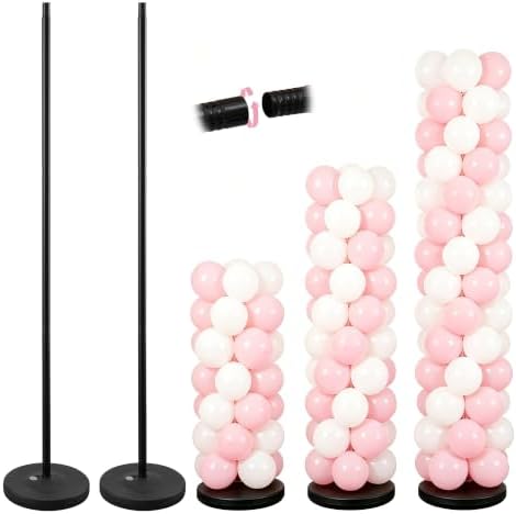 Balloon Column Stand Kit Set of 2, Lightweight Balloon Stands for Table, Reusable Balloon Holder with Metal