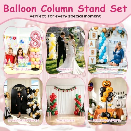 Balloon Column Stand Kit Set of 2, Lightweight Balloon Stands for Table, Reusable Balloon Holder with Metal, alternate view 5