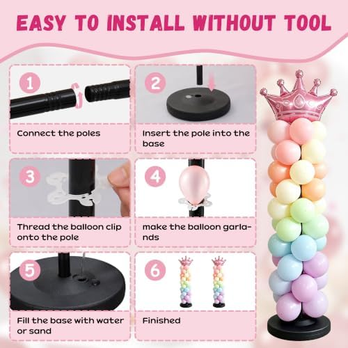 Balloon Column Stand Kit Set of 2, Lightweight Balloon Stands for Table, Reusable Balloon Holder with Metal, alternate view 6