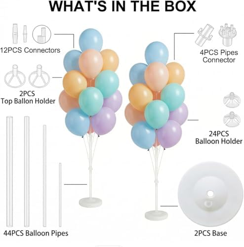 Balloon Column Stand Kit with Balloons, Base and Pole, Balloon Column Kit for Floor or Table Backdrop Decoration, alternate