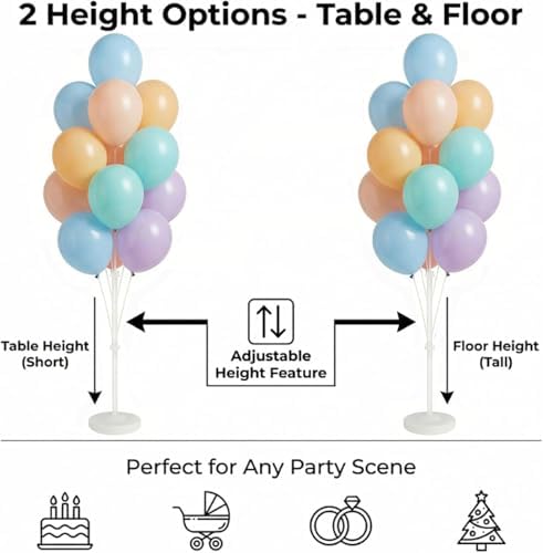 Balloon Column Stand Kit with Balloons, Base and Pole, Balloon Column Kit for Floor or Table Backdrop Decoration, alternate
