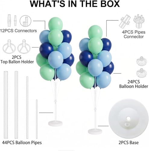 Balloon Column Stand Kit with Base Pole for Floor or Table Party in 2 Count (Pack of 1) in Blue Mint, alternate view 3