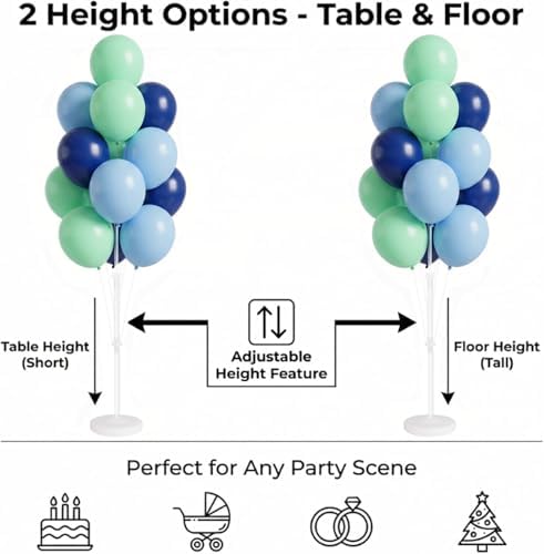 Balloon Column Stand Kit with Base Pole for Floor or Table Party in 2 Count (Pack of 1) in Blue Mint, alternate view 4
