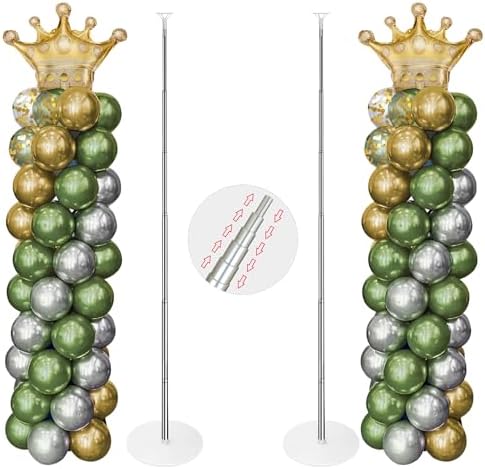 Balloon Stand, Balloon Arch Stand, 7 Feet Balloon Arch Kit of 2, Adjustable Metal Balloon Column Stand for