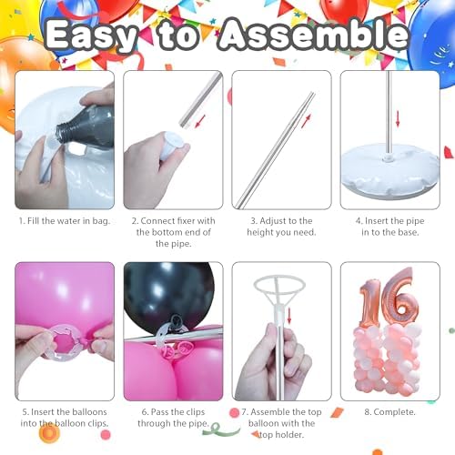 Balloon Stand, Balloon Arch Stand, 7 Feet Balloon Arch Kit of 2, Adjustable Metal Balloon Column Stand for, alternate view 4