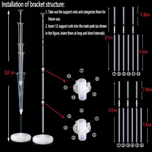 Balloon Stands Floor Column Kit 2 Centerpiece Party Decorations in Blue white, alternate view 6