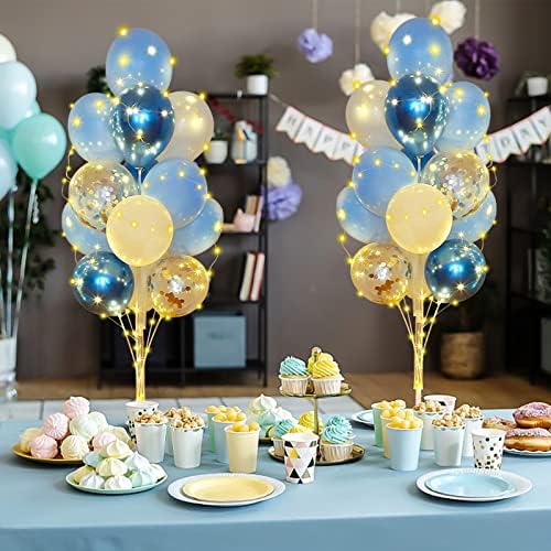 Balloons Stand Kit Floor with String Light Centerpieces Decor in 2 Count (Pack of 1) in Black gold, alternate view 4